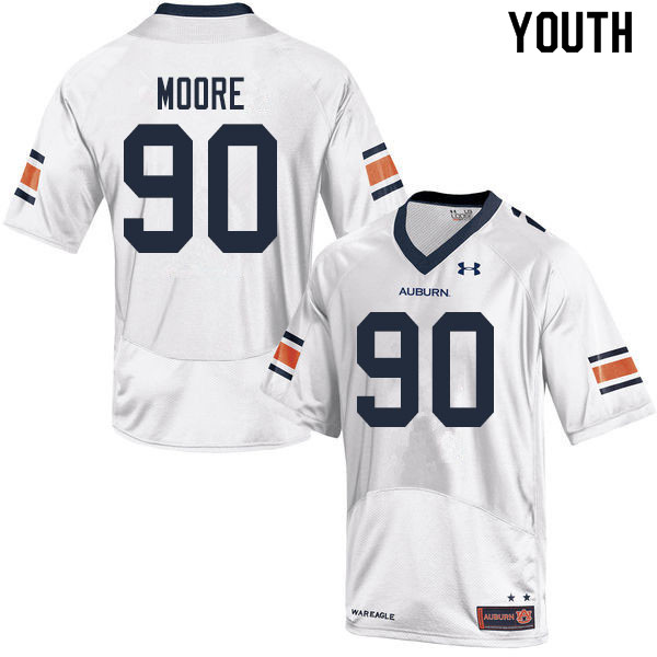 Youth #90 Charles Moore Auburn Tigers College Football Jerseys Sale-White